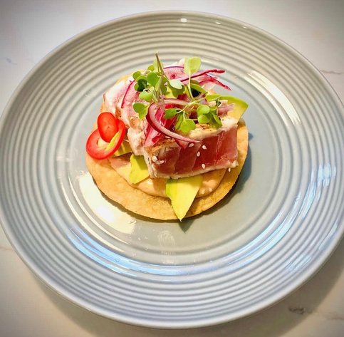 Ahi tostada with avocado