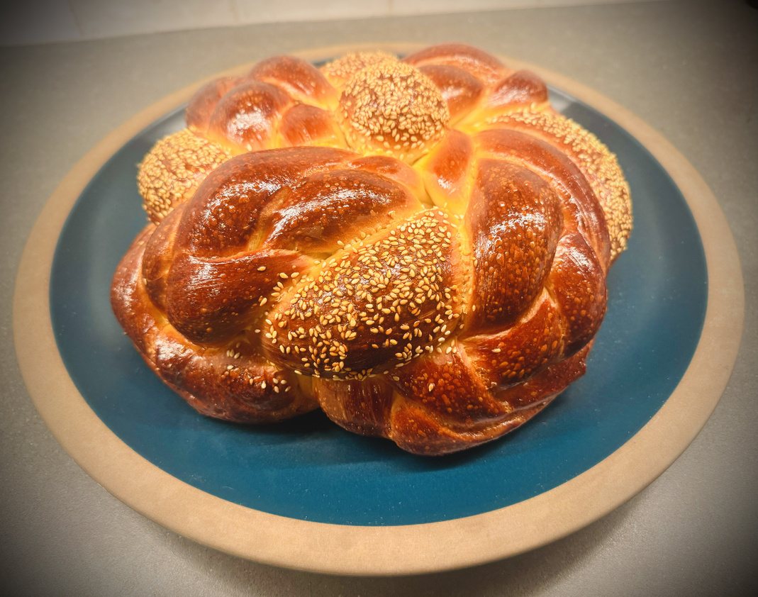 Golden braided challah